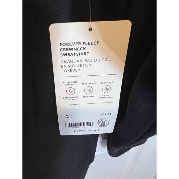 Athleta Women's Forever Fleece Crewneck Sweatshirt Size Large Black NWT - Picture 6 of 8